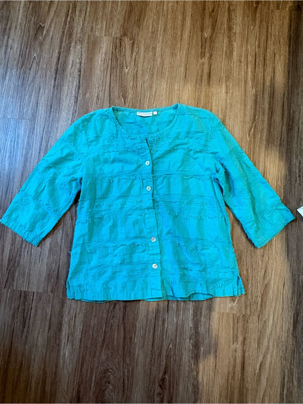 Lu Lu Casual Button-Front Turquoise Women's Shirt